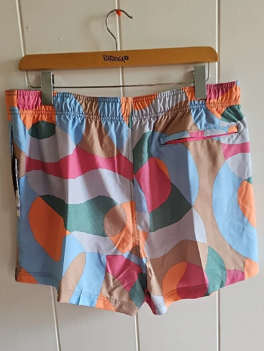 Speedo Men’s Multicolor Abstract Swim Trunks - Pink, Orange, Blue XL